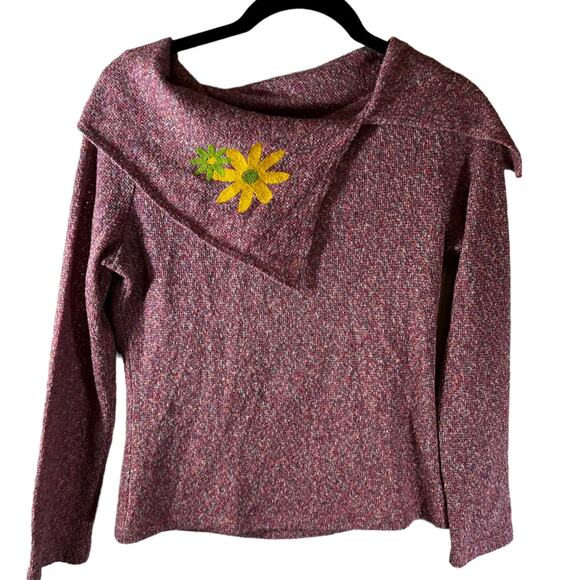Vintage 90s Yoiyos y2k Lizzie McGuire Style Oversized Collar Pink Sweater, L - Picture 1 of 6